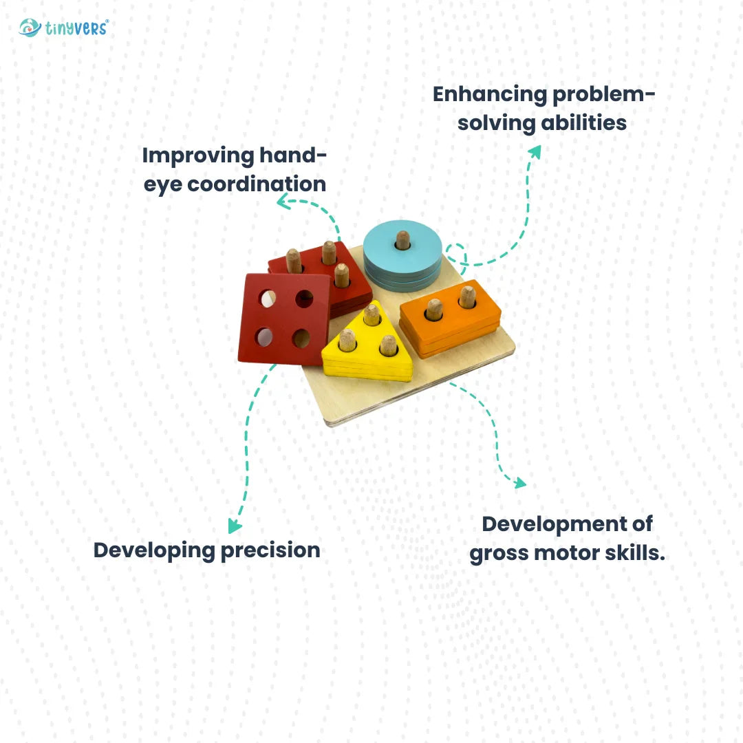 Wooden puzzle sorting & stacking
