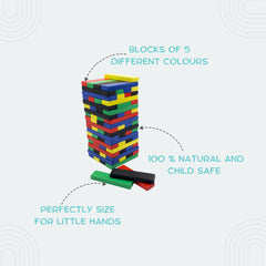 Jenga- set(Red, Yellow, dark blue, green, black Rectangular Coloured Blocks)