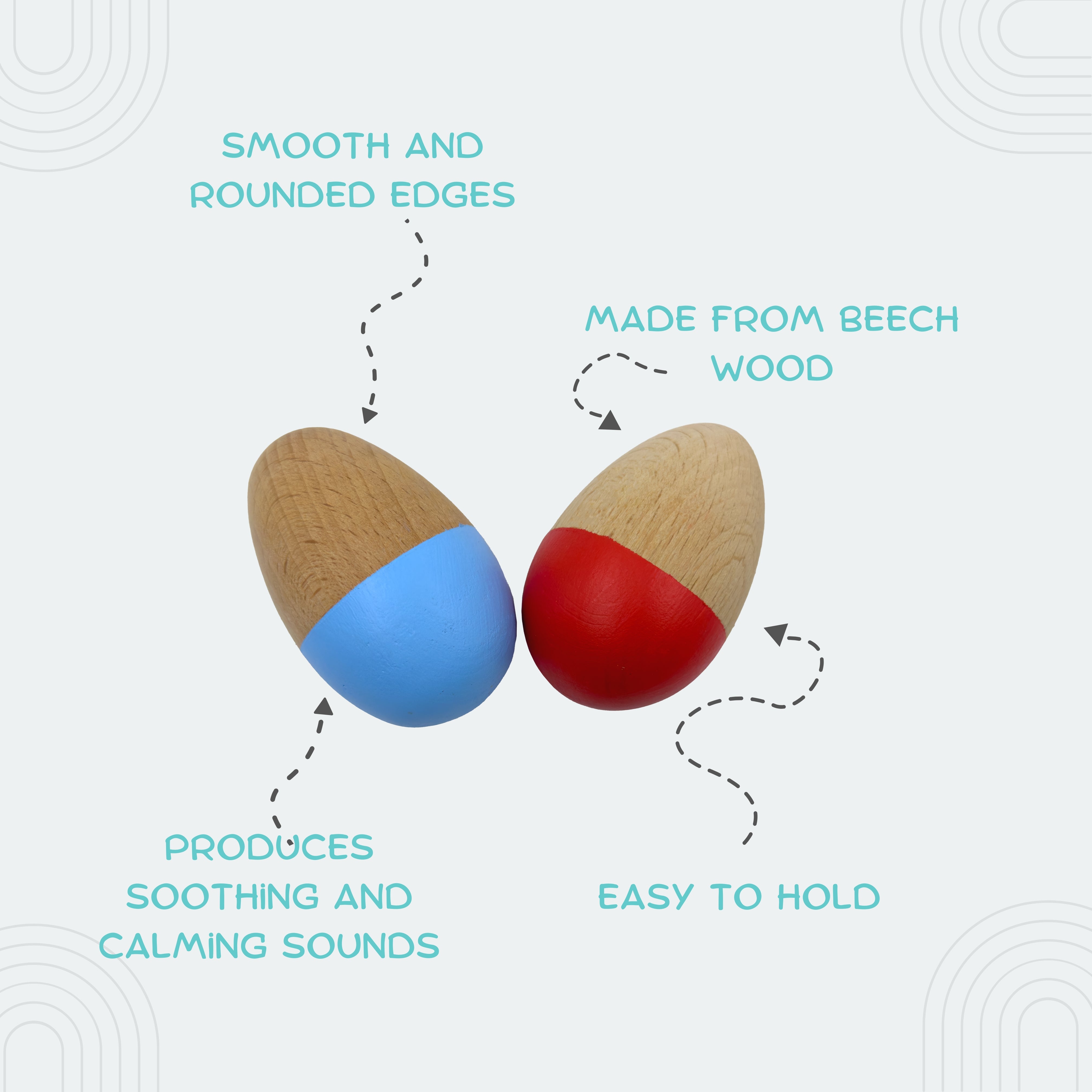 Red & Blue Wooden Egg Shakers