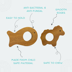 Sheep & Fish Shaped Wooden Teether