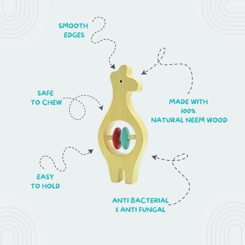 Giraffe Shaped Wooden Rattle