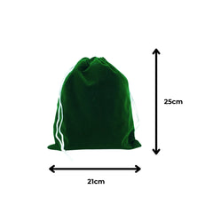 Cotton Drawstring bag Dark Green Velvet