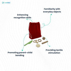 Montessori items with bag for object identification