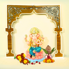 Pooja Mandir Backdrop Stand-Wooden Foldable Frame