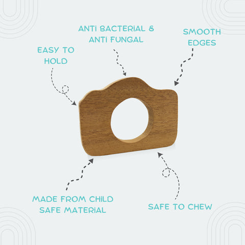 Camera Shaped Wooden Teether