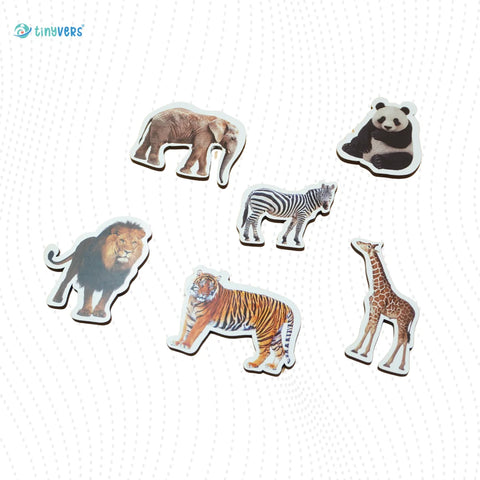 2D Wooden Animals with Matching Animal Cards