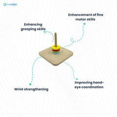 Montessori toddler discs on vertical dowel