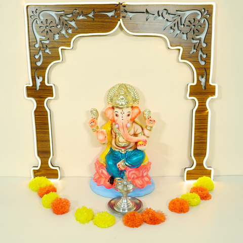 Pooja Mandir Backdrop Stand-Wooden Foldable Frame