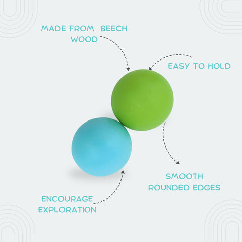 Wooden Balls Set of 2 (Green & Blue)