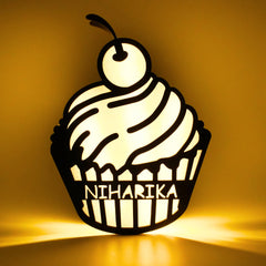 Cute Personalised Cupcake Night Lamp | Perfect for Birthday Gifts, Room Decor, Return Gifts