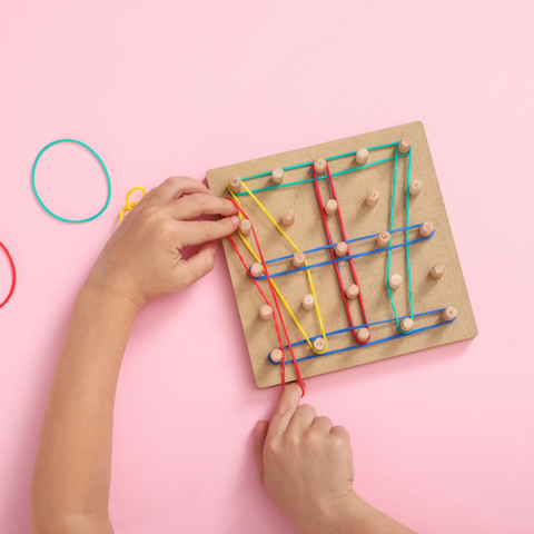 Wooden Geo Board for Kids, Sensory Play