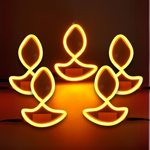 Diwali Diya Mini Neon Sign Strip lights for Home Decor(Set of 5)