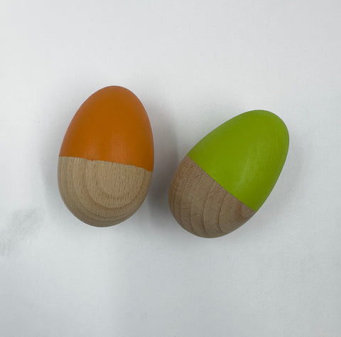 Orange & Green Wooden Egg Shakers