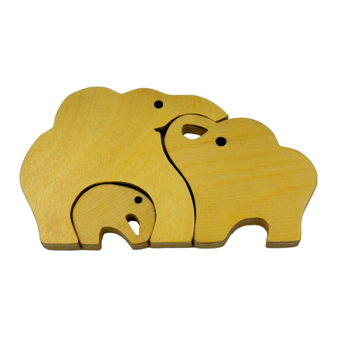 Wooden Elephant Family Puzzle Set for Toddlers