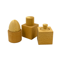 Wooden Montessori egg cup, pincer and palmer and Montessori tray