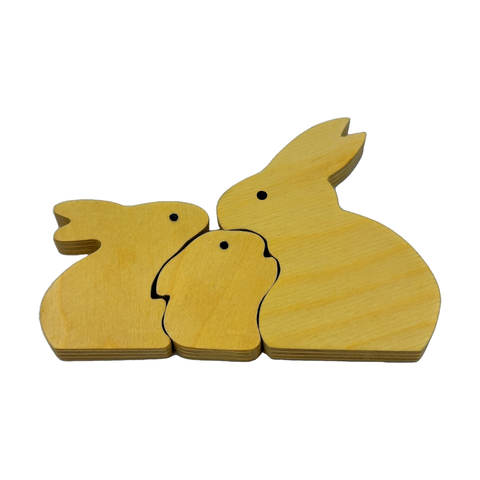 Wooden Rabbit Family Puzzle Set for Toddlers