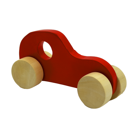 Red Wooden Car for Toddler's Pretend Play