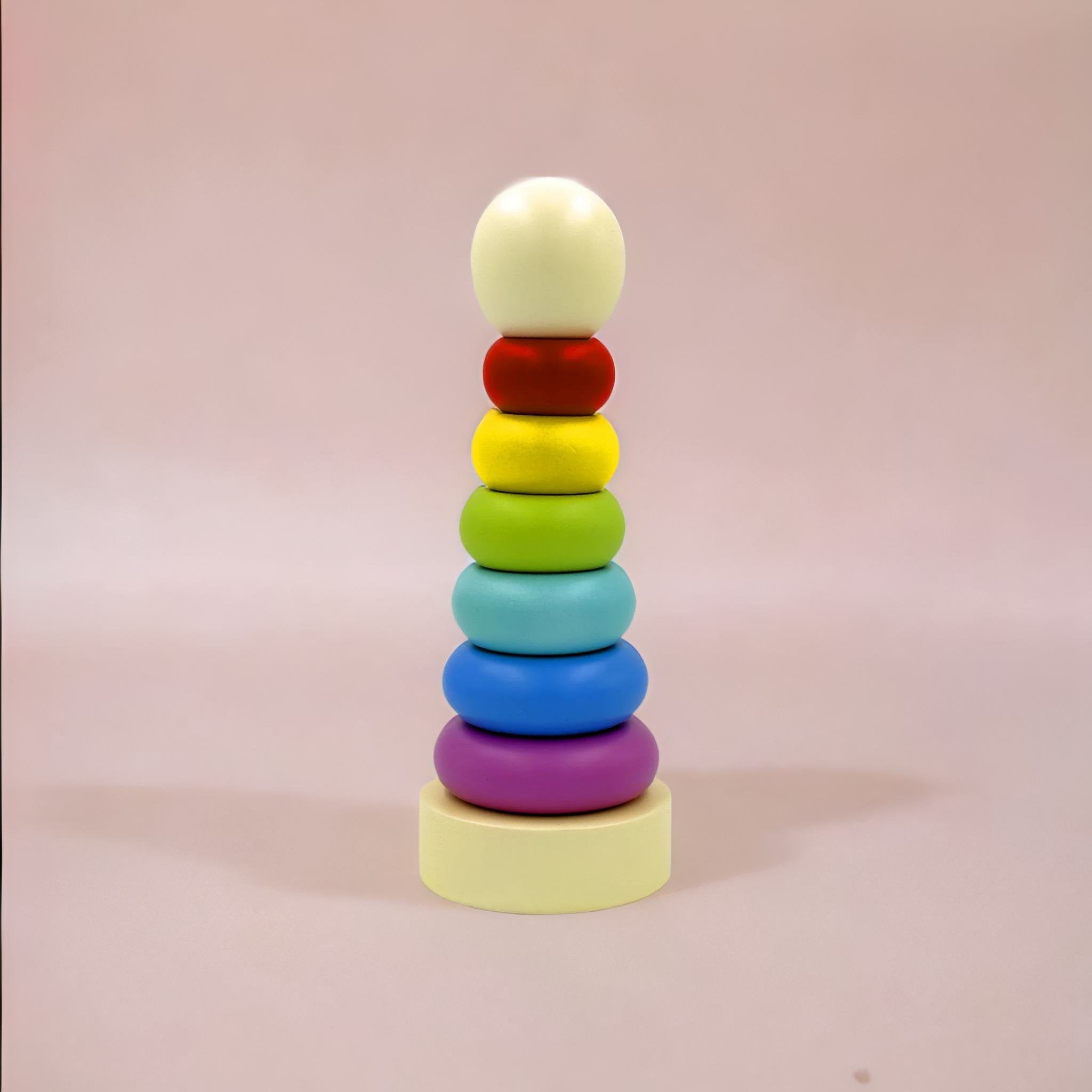 Rainbow Wooden Stacking Rings Toy for Kids | Pereyan